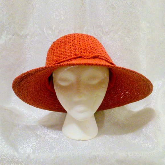 Scala Collezione Red Raffia Rolled Brim Sun Hat - Picture 1 of 5